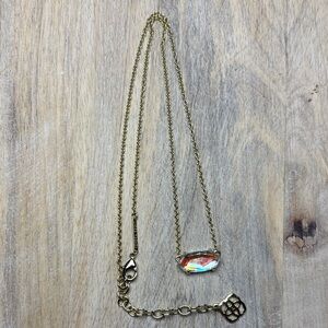 Kendra Scott Elegant Gold Necklace with Dichroic Iridescent Pendant